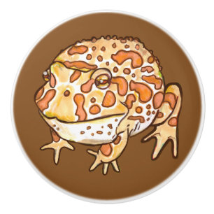 Ornate Horned Frogs Ceramic Knob