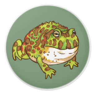 Ornate Horned Frogs Ceramic Knob