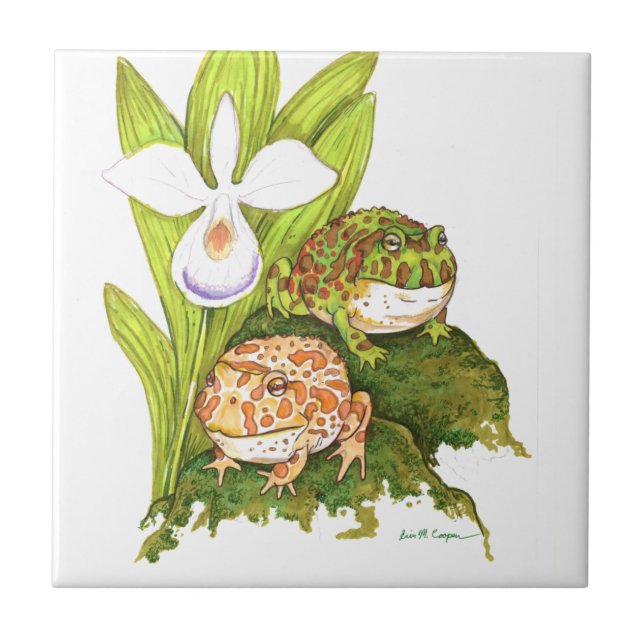 Ornate Horned Frogs Ceramic Tile (Front)