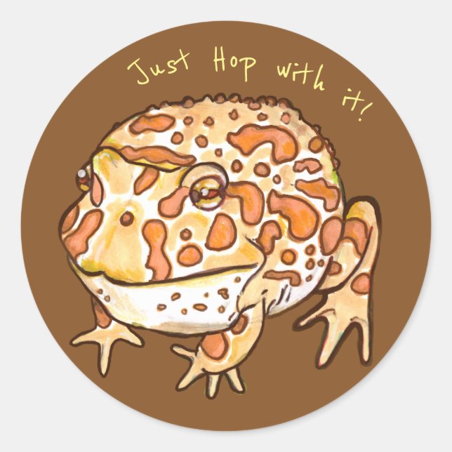 Ornate Horned Frogs, Hop with it! Classic Round Sticker (Front)