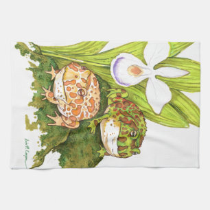 Ornate Horned Frogs Tea Towel