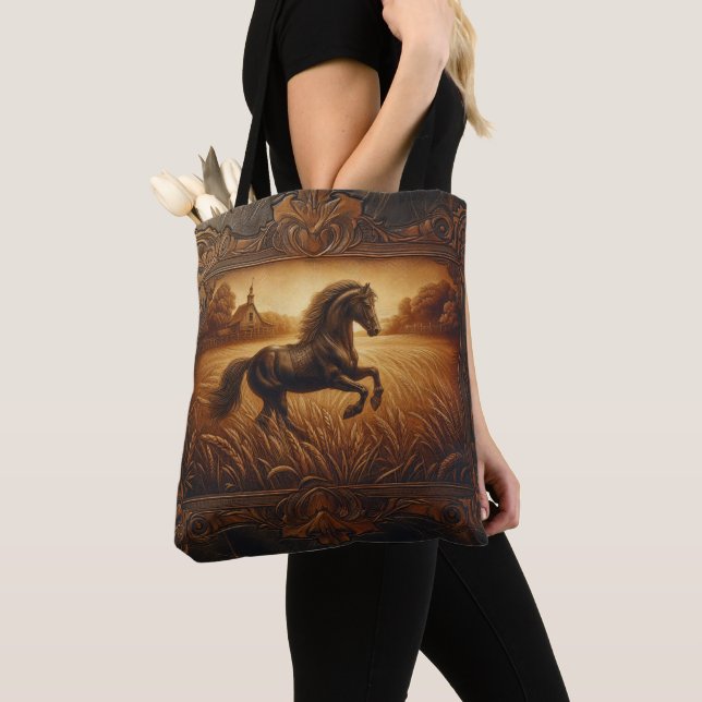 Ornate Horse At Sunset Tote Bag (Close Up)