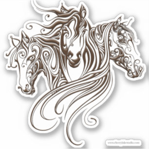 Ornate Horses Kiss Cut Sticker