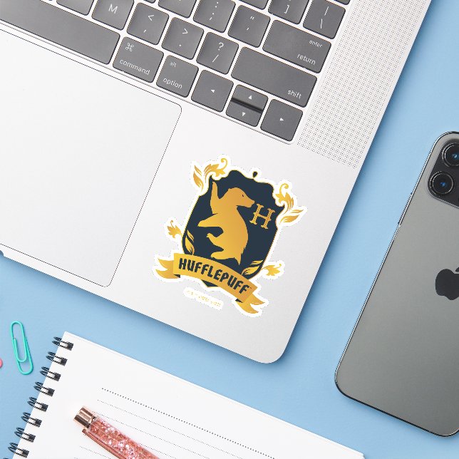 Ornate HUFFLEPUFF™ House Crest (Laptop w/ iPhone)