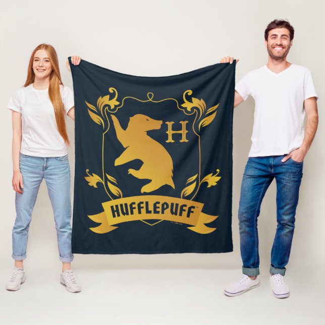 Ornate HUFFLEPUFF™ House Crest Fleece Blanket (In Situ)