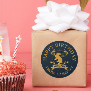 Ornate HUFFLEPUFF™ House Crest   Happy Birthday Classic Round Sticker