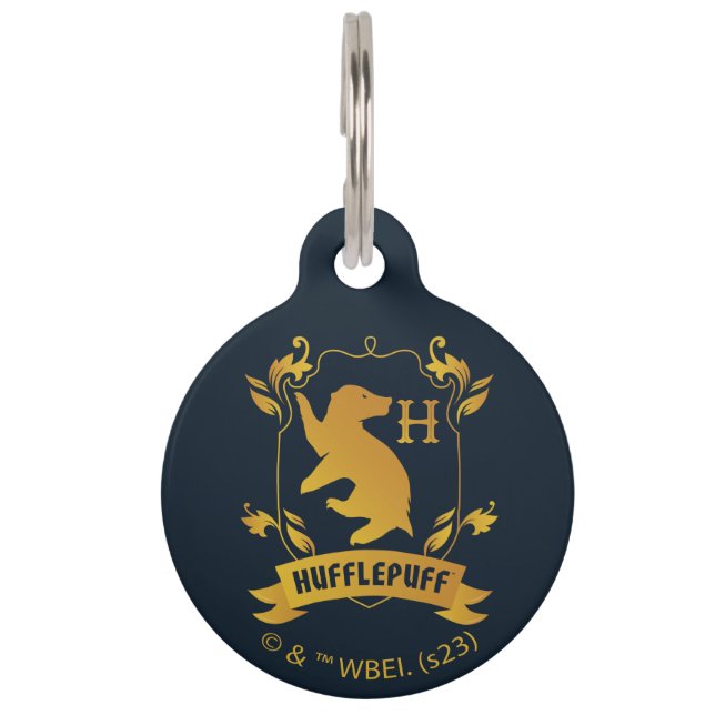 Ornate HUFFLEPUFF™ House Crest Pet Tag (Front)