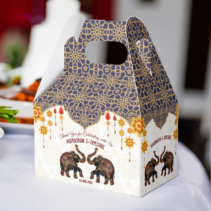 Ornate Indian elephant Indian wedding personalised Favour Box