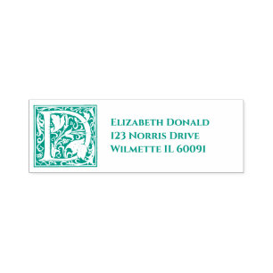 Ornate Initial D Personalised Return Address Self-inking Stamp