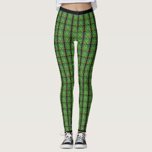 Ornate Irish Celtic Knot Pattern Green Yellow Leggings