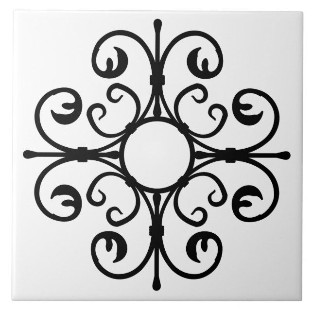 Ornate Ironwork in Black Tile (Front)