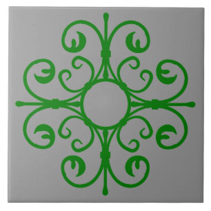 Ornate Ironwork in Green Tile