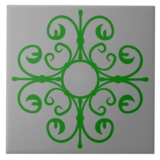 Ornate Ironwork in Green Tile (Front)