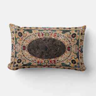 Ornate Italian Late-Renaissance Marble Pattern Lumbar Cushion