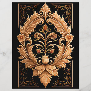 Ornate Jacobean Woodcut Scrapbook Paper