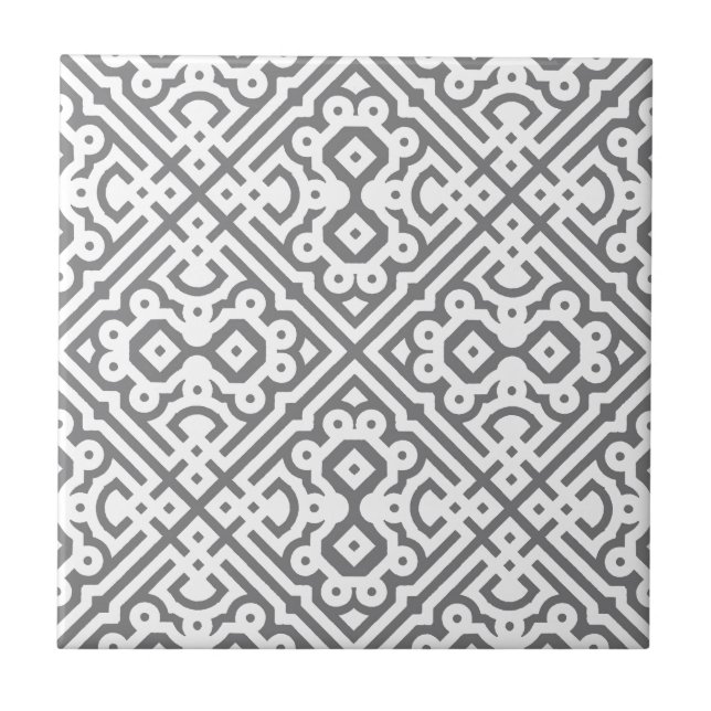 Ornate Labyrinth in Grey Ceramic Tile (Front)