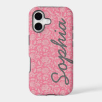 Ornate Lace Flowers Pink Custom Name iPhone 5 Case