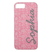 Ornate Lace Flowers Pink Custom Name iPhone 7 case