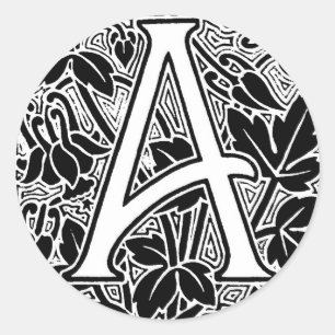 Ornate Letter "A" Classic Round Sticker