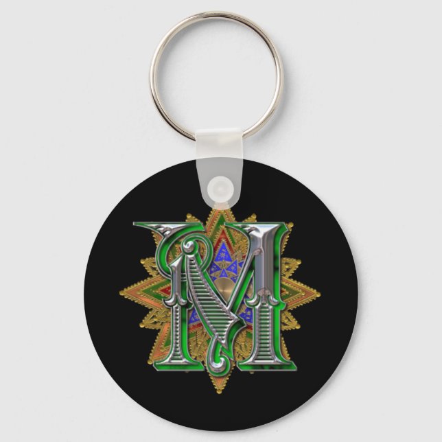Ornate Letter M keychain (Front)