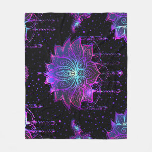 Ornate Lotus Flower Seamless Symbol Fleece Blanket
