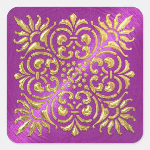 Ornate Magenta and Gold Embossed Look Sticker