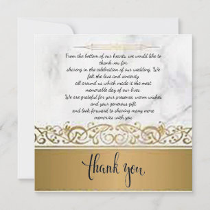 Ornate Marbleised Wedding Thank You Card