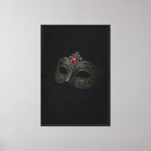 Ornate Masquerade Mask on Velvet Canvas Print