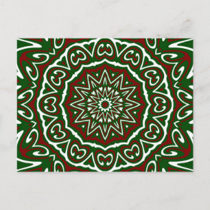 Ornate Maximalist Groovy Christmas Mandala Patter Postcard