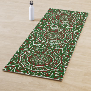 Ornate Maximalist Groovy Christmas Mandala Patter Yoga Mat