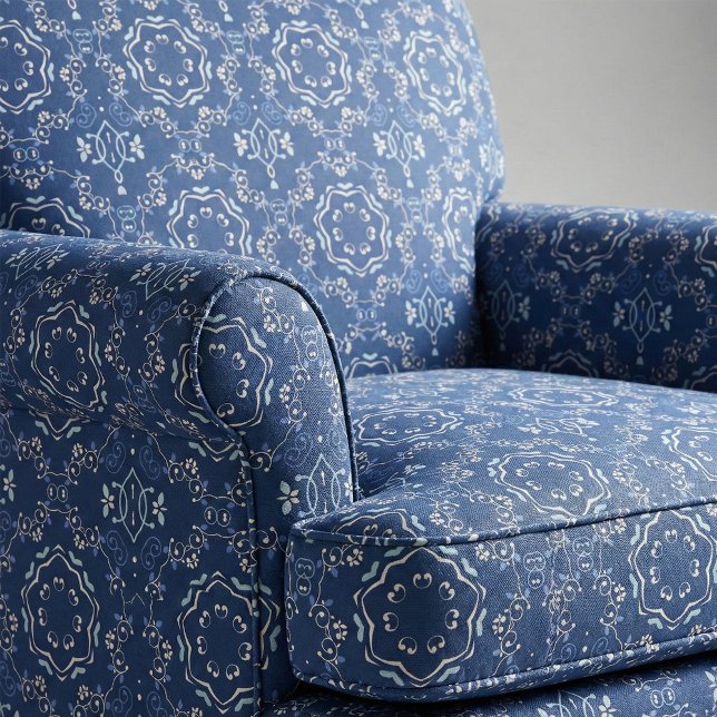 Ornate Mediterranean Blue White Azulejo Portuguese Fabric (Creator Uploaded)