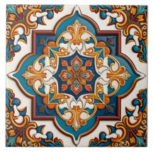 Ornate Mediterranean Teal Blue Brown