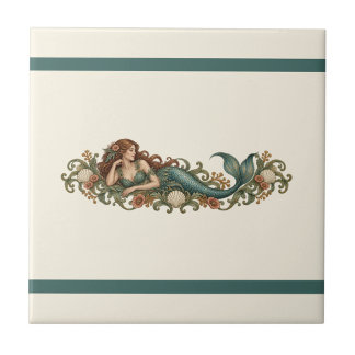 Ornate Mermaid Custom Colour Frieze Ceramic Tile