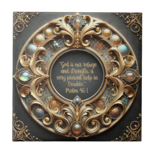 Ornate Metal and Jewels Bible Verse  Ceramic Tile