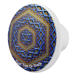 Ornate Metallic Magen David Ceramic Knob