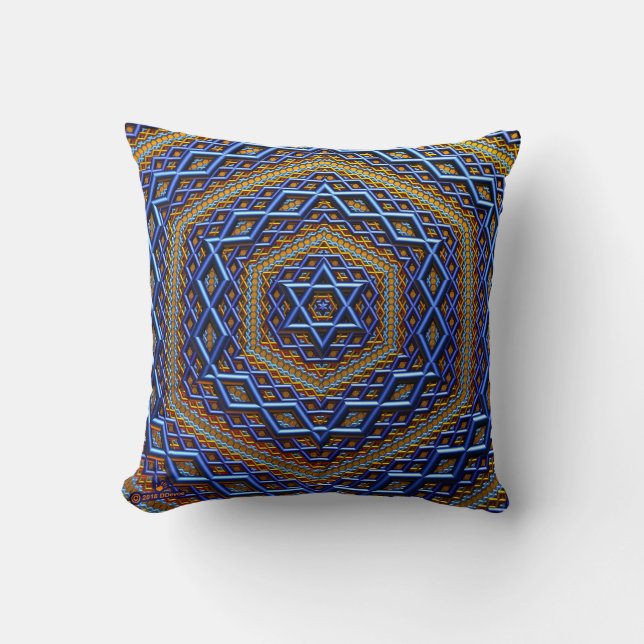 Ornate Metallic Magen David Cushion (Front)