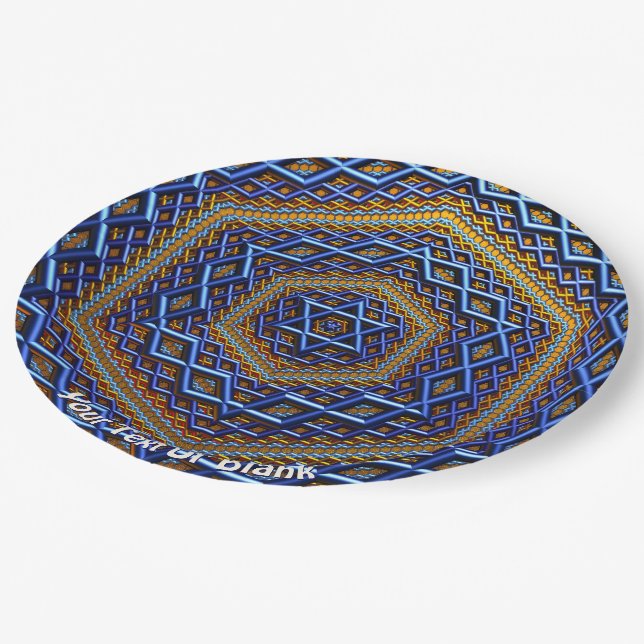 Ornate Metallic Magen David Paper Plate (Angled)