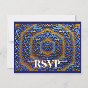 Ornate Metallic Magen David RSVP Card