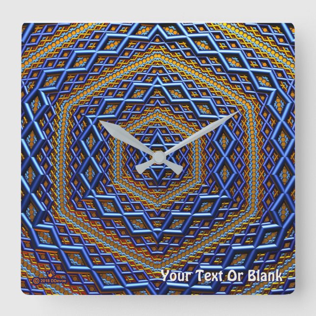 Ornate Metallic Magen David Square Wall Clock (Front)