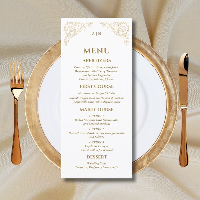 Ornate Monogram Baroque Wedding Menu (Creator Uploaded)