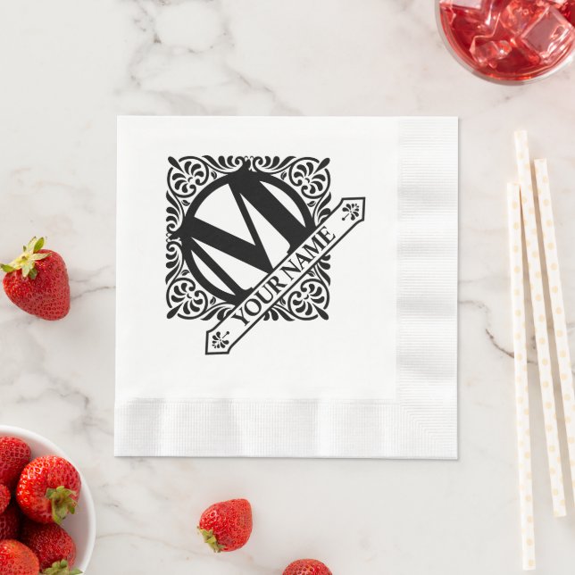 Ornate Monogram Design Napkins (Insitu)