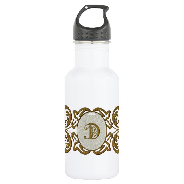 Ornate Monogram Letter D 532 Ml Water Bottle (Front)