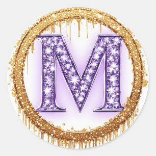 Ornate Monogram M Wedding Gift Idea Classic Round Sticker