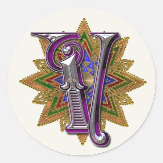Ornate Monogram V Sticker (Front)