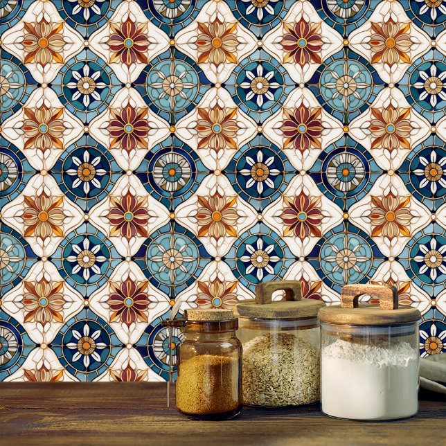 Ornate Moroccan Tile Pattern#3 Blue Gold ID1078 Wallpaper (Creator Uploaded)