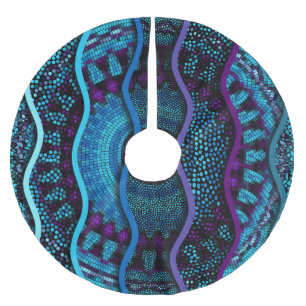 Ornate Mosaic: Relief Waves Texture. Brushed Polyester Tree Skirt