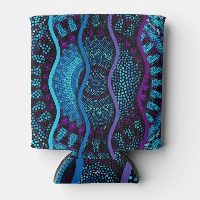 Ornate Mosaic: Relief Waves Texture. Can Cooler (Front)