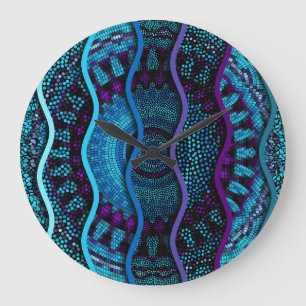 Ornate Mosaic: Relief Waves Texture. Large Clock