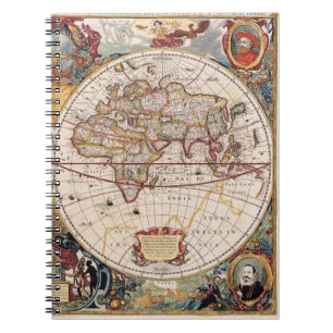 Ornate Old World Map Notebook