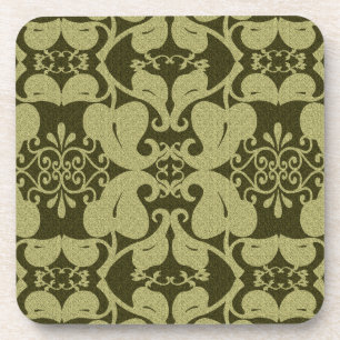 Ornate Olive Green Coasters